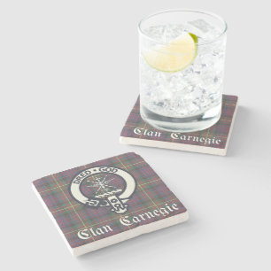 Clan Carnegie Crest Tartan Stenen Onderzetter