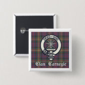 Clan Carnegie Crest Tartan Vierkante Button 5,1 Cm (Voorkant /achterkant)