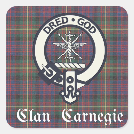 Clan Carnegie Crest Tartan Vierkante Sticker (Voorkant)