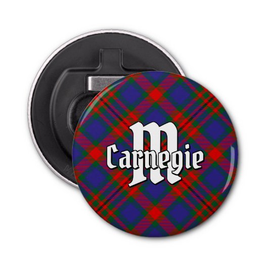 Clan Carnegie Tartan Button Flesopener (Voorkant)