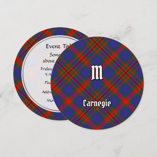 Clan Carnegie Tartan uitnodiging (Voorkant / Achterkant)