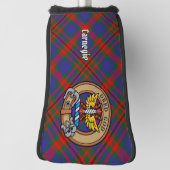 Clan Carnegie wapen over tartan Golfheadcover (Draai 90)