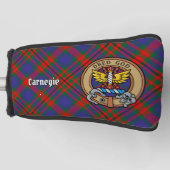 Clan Carnegie wapen over tartan Golfheadcover (Voorkant)