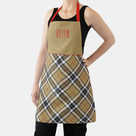 Clan Chef Thomson Camel Tartan Plaid Name Schort (Insitu)