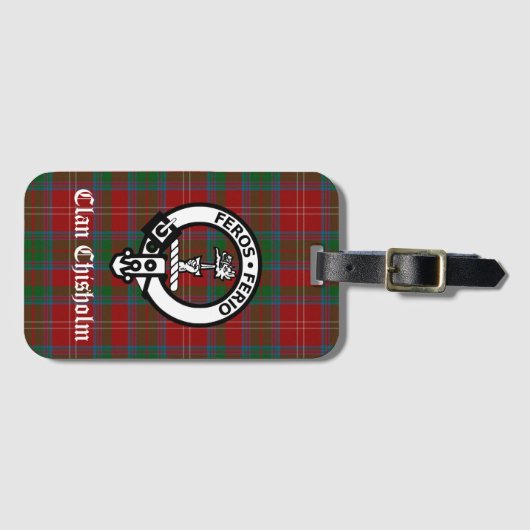 Clan Chisholm Crest Badge & Tartan Bagagelabel (Voorkant (horizontaal))