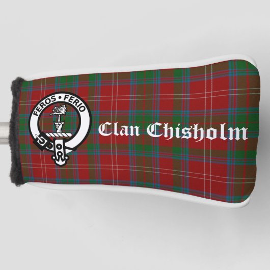 Clan Chisholm Crest Badge & Tartan Golfheadcover (Voorkant)
