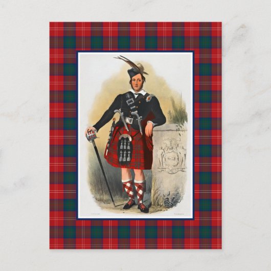 Clan Chisholm  Illustratie Tartan Lijst Briefkaart (Voorkant)