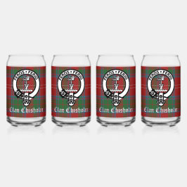 Clan Chisholm Tartan & Crest Badge Blikvorm Glas