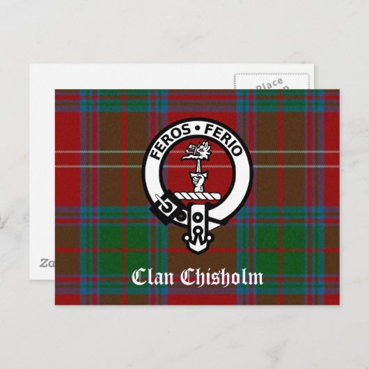 Clan Chisholm Tartan & Crest Badge Briefkaart (Voorkant / Achterkant)