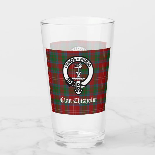 Clan Chisholm Tartan & Crest Badge Glas (Achterkant)