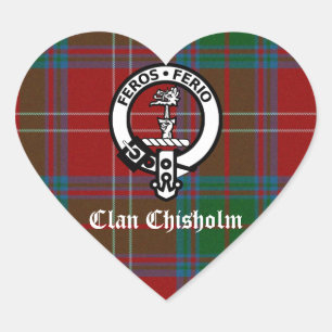 Clan Chisholm Tartan & Crest Badge Hart Sticker