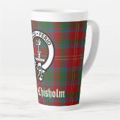 Clan Chisholm Tartan & Crest Badge Latte Mok (Rechterhoek)