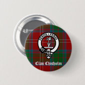 Clan Chisholm Tartan & Crest Badge Ronde Button 5,7 Cm (Voorkant /achterkant)
