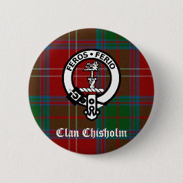 Clan Chisholm Tartan & Crest Badge Ronde Button 5,7 Cm