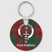 Clan Chisholm Tartan & Crest Badge Sleutelhanger (Voorkant)