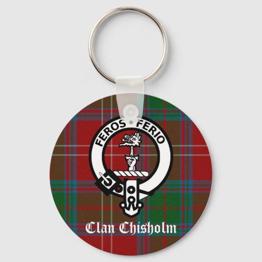 Clan Chisholm Tartan & Crest Badge Sleutelhanger (Voorkant)