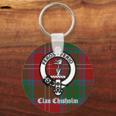 Clan Chisholm Tartan & Crest Badge Sleutelhanger (Voorkant)