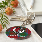 Clan Chisholm Tartan & Crest Badge Sleutelhanger (Zijkant)