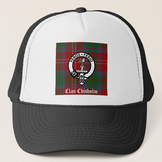 Clan Chisholm Tartan & Crest Badge Trucker Pet (Voorkant)