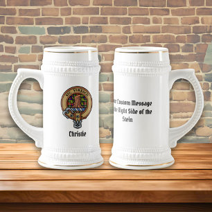 Clan Christie Crest over tartan Bierpul