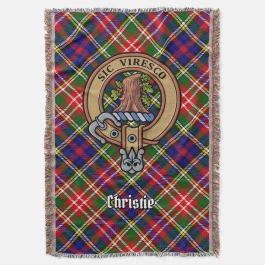 Clan Christie Crest over tartan Deken (Voorkant Verticaal)