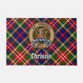 Clan Christie Crest over Tartan Deurmat (Voorkant)