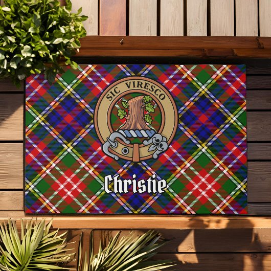 Clan Christie Crest over Tartan Deurmat