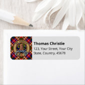 Clan Christie Crest over Tartan Etiket (Insitu)