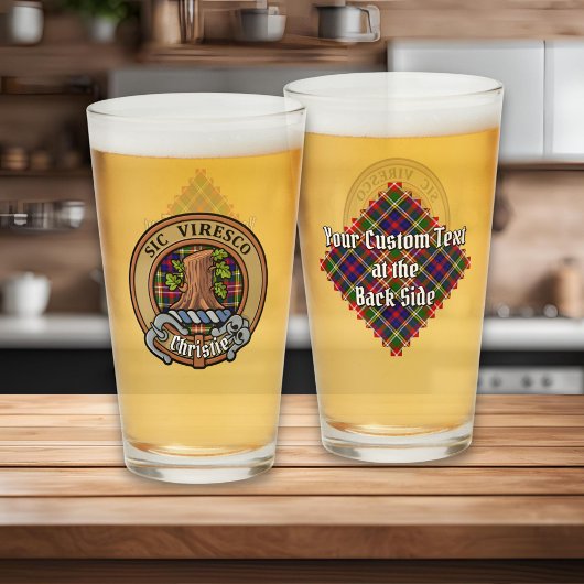 Clan Christie Crest over tartan Glas