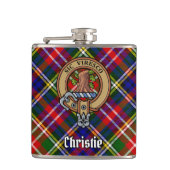 Clan Christie Crest over tartan Heupfles (Voorkant)