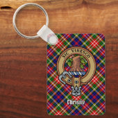 Clan Christie Crest over tartan Sleutelhanger (Voorkant)