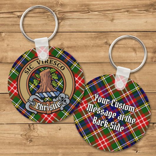 Clan Christie Crest over tartan Sleutelhanger