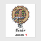 Clan Christie Crest over Tartan Sticker (Vel)
