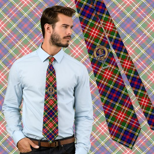 Clan Christie Crest over tartan Stropdas