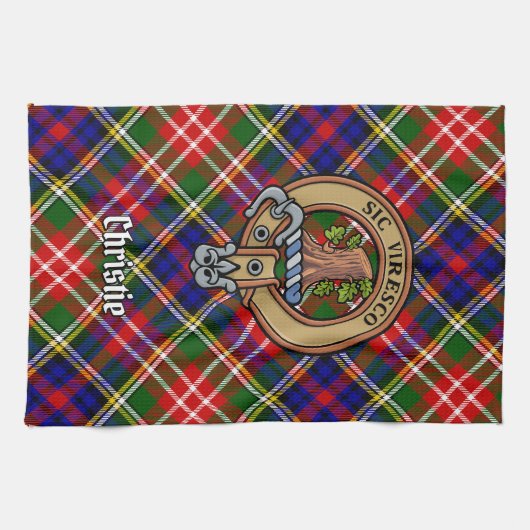 Clan Christie Crest over tartan Theedoek (Horizontaal)