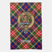 Clan Christie Crest over tartan Theedoek (Verticaal)