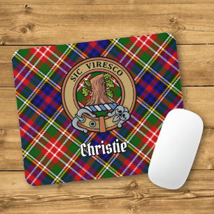 Clan Christie Wapen over Tartan Muismat