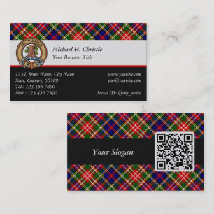 Clan Christie Wapen over Tartan Visitekaartje