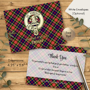Clan Christie Wapenschild over Tartan Folie Uitnodiging Briefkaart