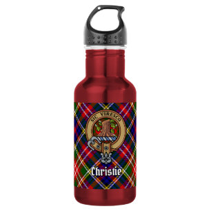 Clan Christie Wapenschild over tartan Waterfles