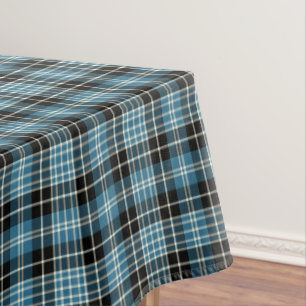 Clan Clark Bright Blue, Black en White Tartan Tafelkleed