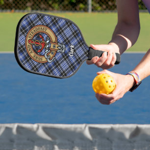 Clan Clark Crest boven tartan sleutelhanger Pickleball Paddle