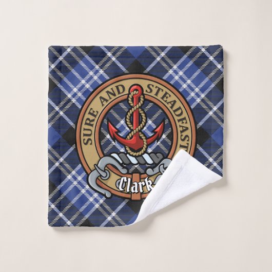 Clan Clark Crest over Tartan Bad Handdoek (Wasdoekje)