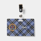 Clan Clark Crest over Tartan Badge (Voorzijde met clip)