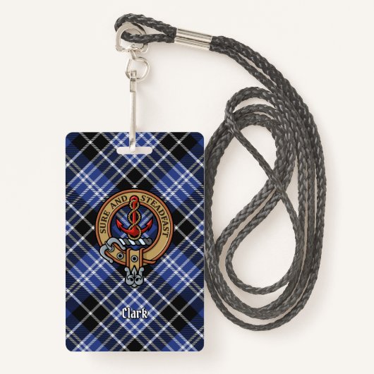 Clan Clark Crest over Tartan Badge (Voorkant met draagriem)
