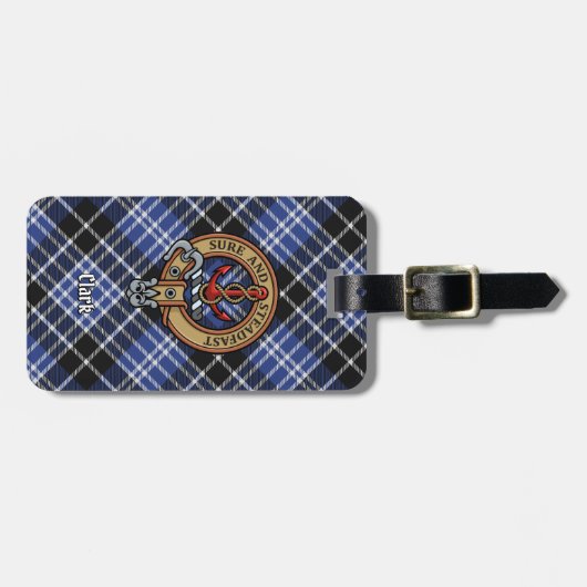 Clan Clark Crest over Tartan Bagagelabel (Voorkant horizontaal)