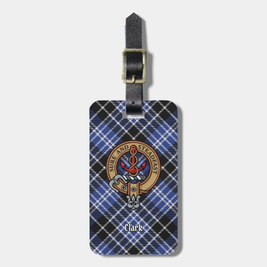 Clan Clark Crest over Tartan Bagagelabel (Voorkant verticaal)
