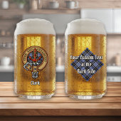 Clan Clark Crest over Tartan Blikvorm Glas