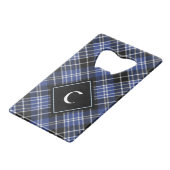 Clan Clark Crest over Tartan Creditkaart Flessenopener (Voorkant Gekanteld)