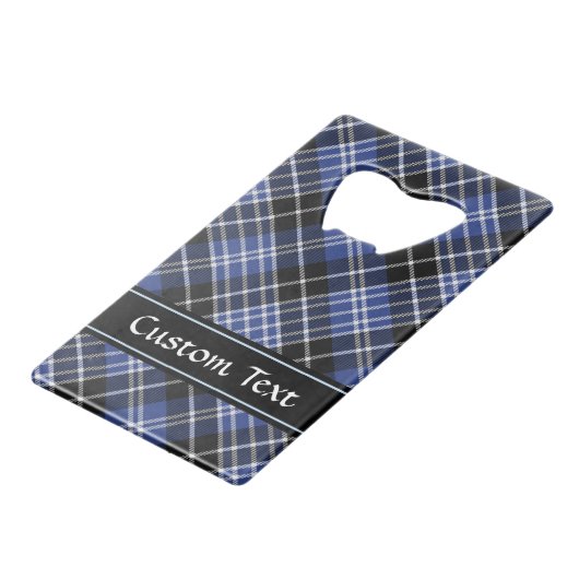 Clan Clark Crest over Tartan Creditkaart Flessenopener (Achterkant Gekanteld)